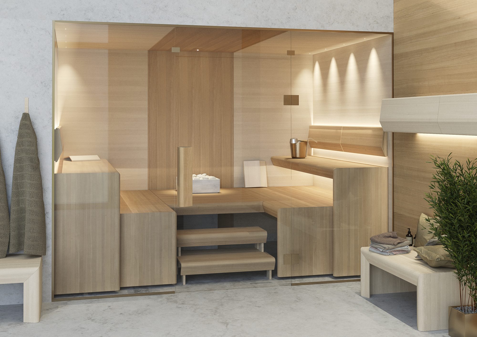 Näyttävä vaalea Cariitin Taive sauna