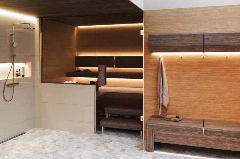 TAIVE-saunan pintamateriaalit voit tilata haluamillasi sävytyksillä.